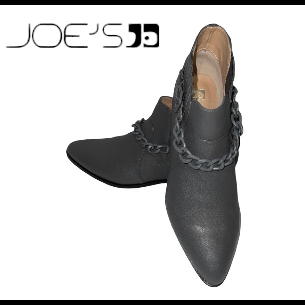 JOE’S (EUC) LIKE NEW leather booties size 9.5, Gray with Chain Detailing - Picture 12 of 14